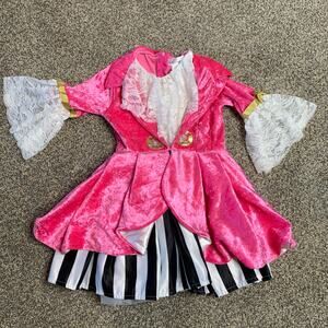 Wishcraft Pink Pirate Costume Velour Lace Striped Underskirt Sz 6